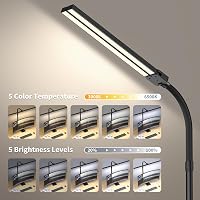 Lampă de birou LED reglabilă Kaulsoue, 24 W, 80 cm, lumină naturală prietenoasă cu ochii, 5 temperaturi de culoare și 5 niveluri de luminozitate, pentru acasă și lectură 6