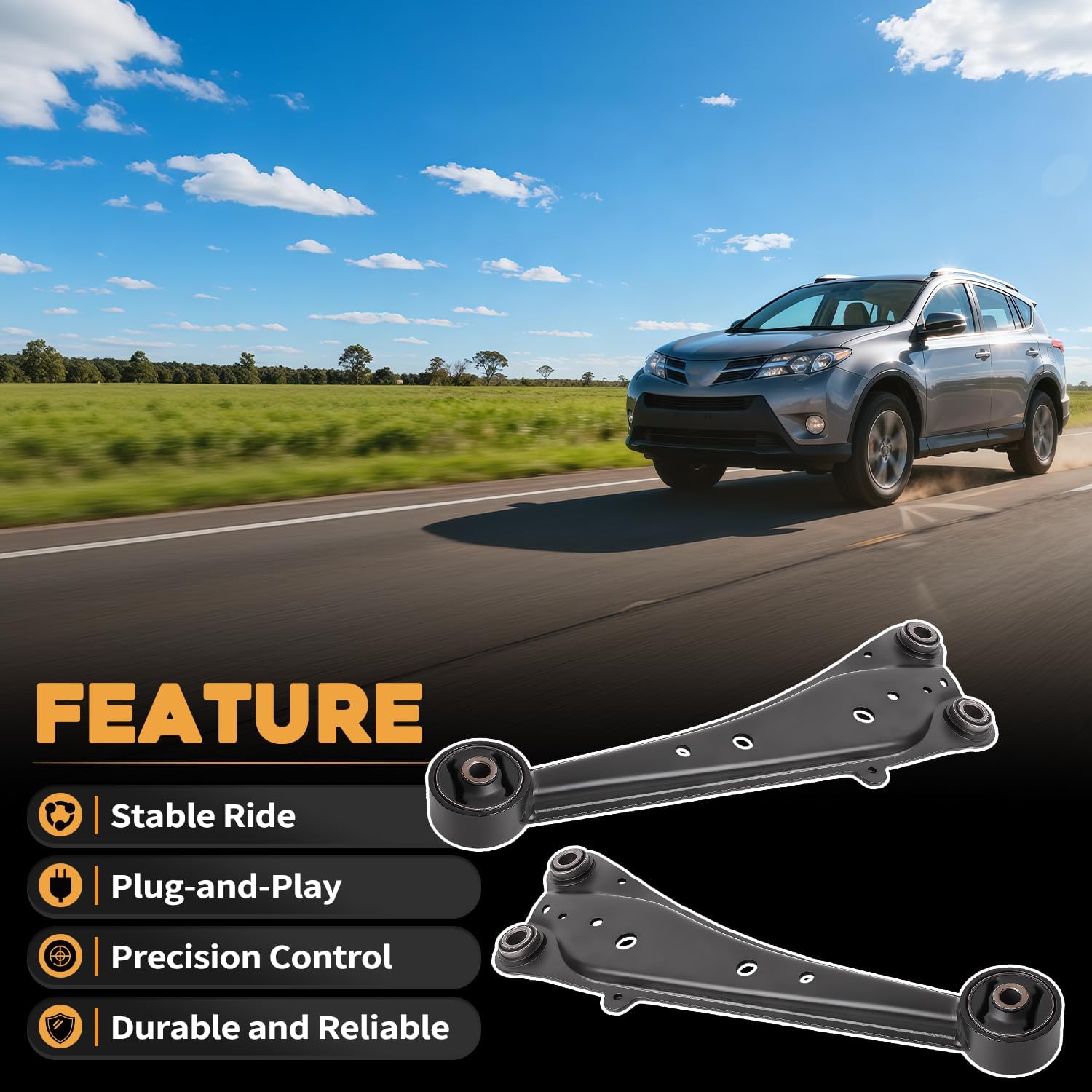 2 Pcs Rear Trailing Control Arms with Bushing Left & Right Side Fit For Toyota RAV4 2006-2018 Driver & Passenger Side Replaces 48760-42010 48780-42010