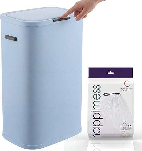 Miniatura 18 de happimess HPM1017K Tammi - Cubo de basura delgado de 14.5 galones de metal con botón de presión para el hogar, cocina, lavandería, oficina, Pastel