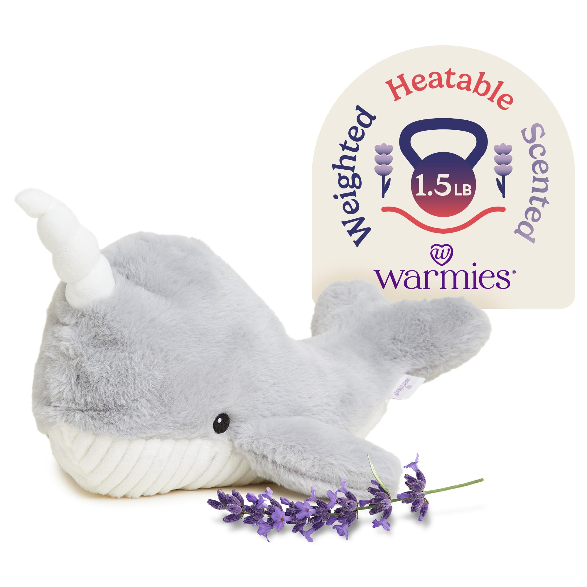 WarmiesNARWHAL Cozy Plush Heatable Lavender Scented Stuffed Animal