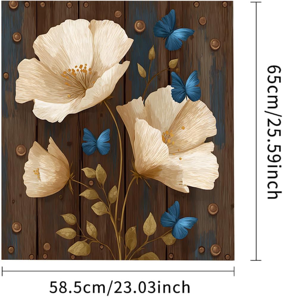 Dishwasher Window Sticker - Modern Floral and Butterfly Pattern, 23x26 inches, Waterproof & Oil-Proof Kitchen Decoration, Fits Dishwashers and Windows (White Apricot)