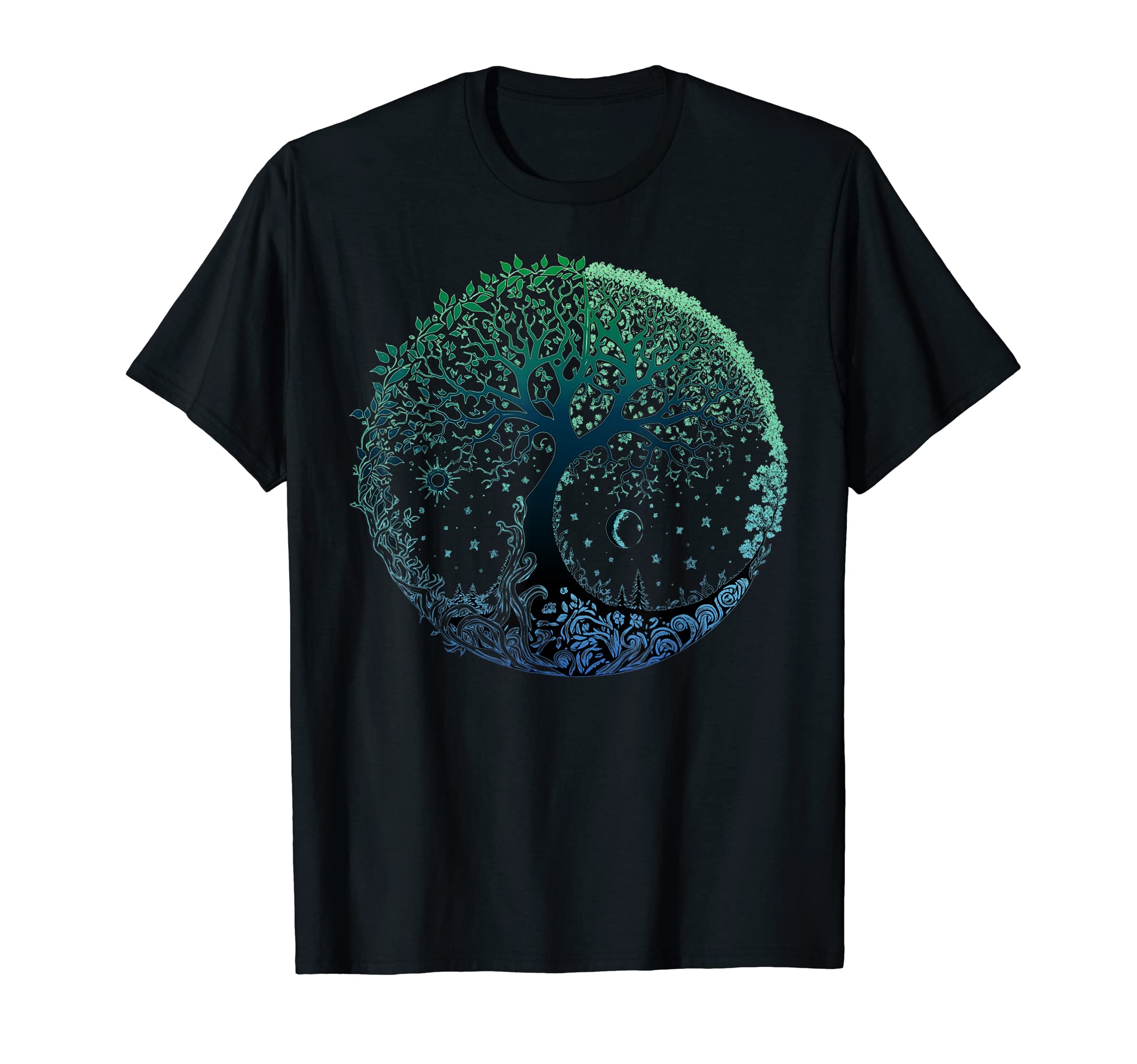 Tree of Life Sun Moon Seasons Mandala Chakras YogaGraphic T-Shirt