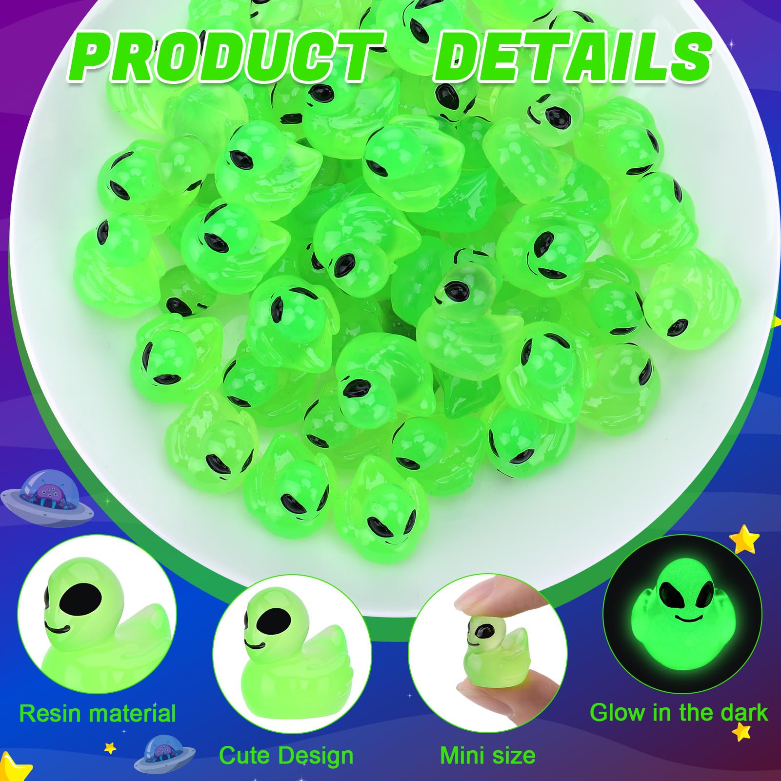 Snapklik.com : GGSTDDUP 50 Pcs Mini Alien Figures Glow In The Dark ...