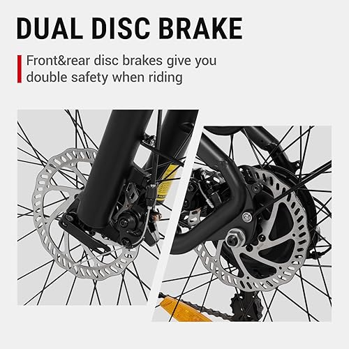 Miniatura 4 de DYU Bicicleta eléctrica para adultos de 26 pulgadas con 7 velocidades, motor sin escobillas de 350 W, batería extraíble de 36 V 10 AH, largo alcance