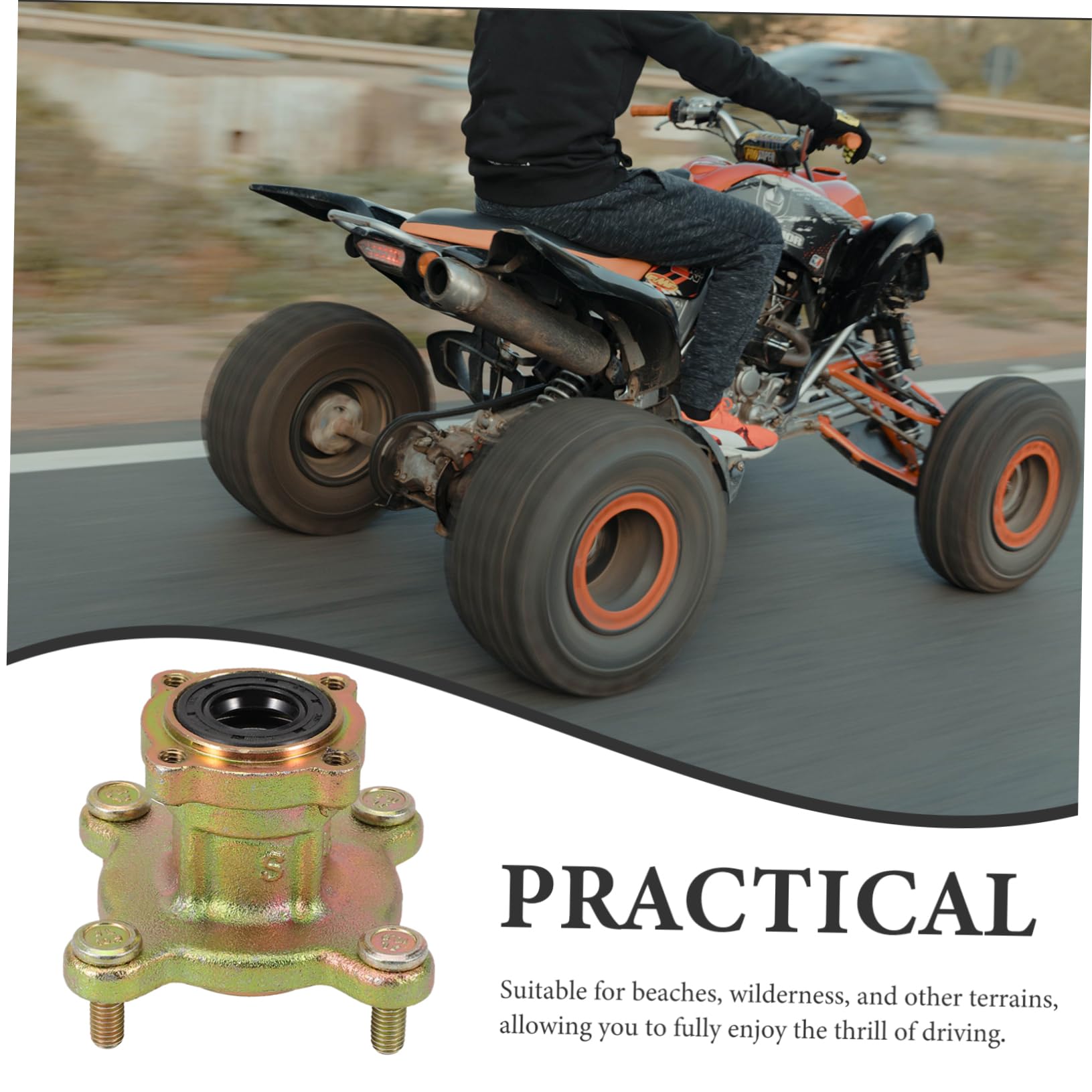Cabilock Mozzo Ruota Anteriore ATV e Go Kart in Ferro Oro Distanza Fori 88mm e 4 Fori per Installazione Facile e Fissaggio Sicuro Adatto a Spiagge e Aree Selvagge