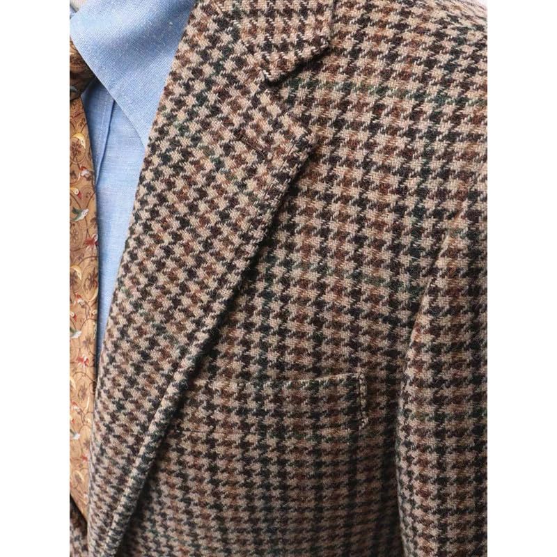 Mens Houndstooth Suit Jacket Men Wool Slim Fit Business Blazer Prom Two-Button Wedding Coats4