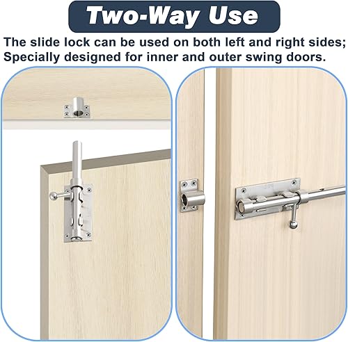 Miniatura 5 de Alise Pestillo de puerta de acero inoxidable SUS304 de 6 pulgadas, pestillo deslizante estilo candado, cerradura de puerta pesada gruesa, pestillo