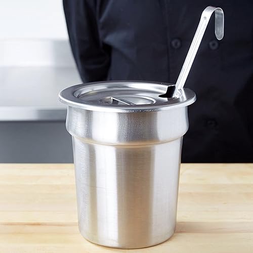 Miniatura 8 de 7 cuartos de galón de acero inoxidable con muescas para verduras insertadas cubierta de sartén - para calentador de sopa y sopa aplicable a catering