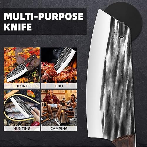 Miniatura 4 de 5Cr15 Stianless Steel Chef Knives Forging Hammer Finished Blade Kitchen Butcher Knife Meat Vegetable Chopping Knife for HomeRestaurant 75 Inch