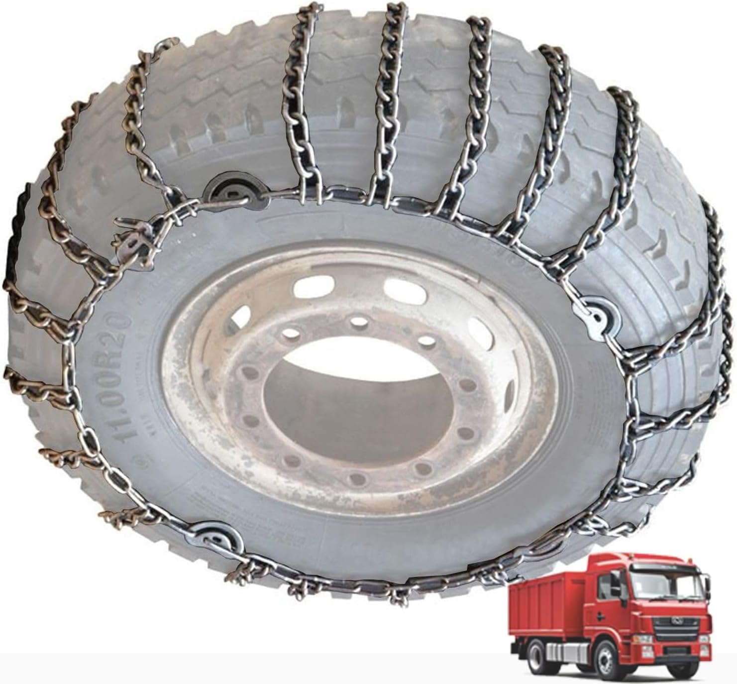 Tire Traction-2 Pieces Snow Chains for Semi Trucks Snow Chains for Car Tires Universal Metal Tire Chains for SUV Trucks Pickup Trucks Semi Trucks Van Trucks ATV Light Truck 9mm 10.00-20