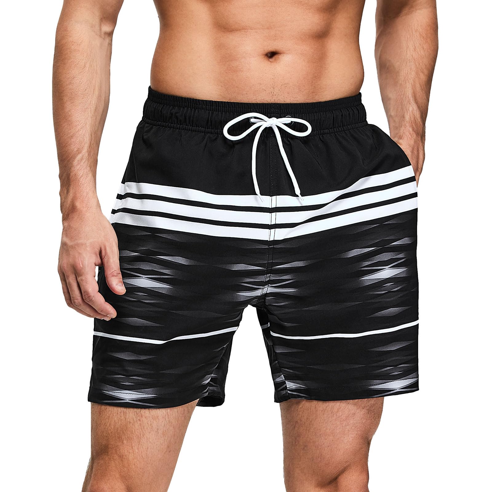 Costume da Bagno Uomo, 2 in 1 Pantaloncini da Bagno Compressione Fodera in Rete, Calzoncini da Spiaggia Asciugatura Rapida Traspirante con Tasche e Coulisse Pantalone Corto Mare Surf