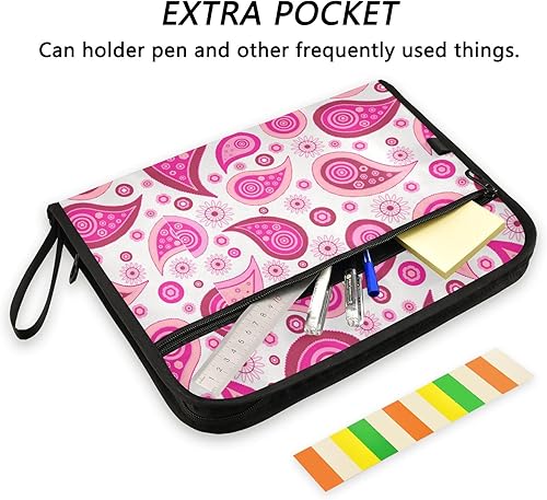Miniatura 2 de Pink Paisley Trendy Expandable File Folders 13 Pockets A4 Letter Size Expansion File with Zipper Closure File Folder with Pockets for Teacher