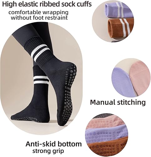 Miniatura 2 de Calcetines de yoga antideslizantes para mujer con agarre para pilates, calcetines de hospital para mujer Barre Grippy