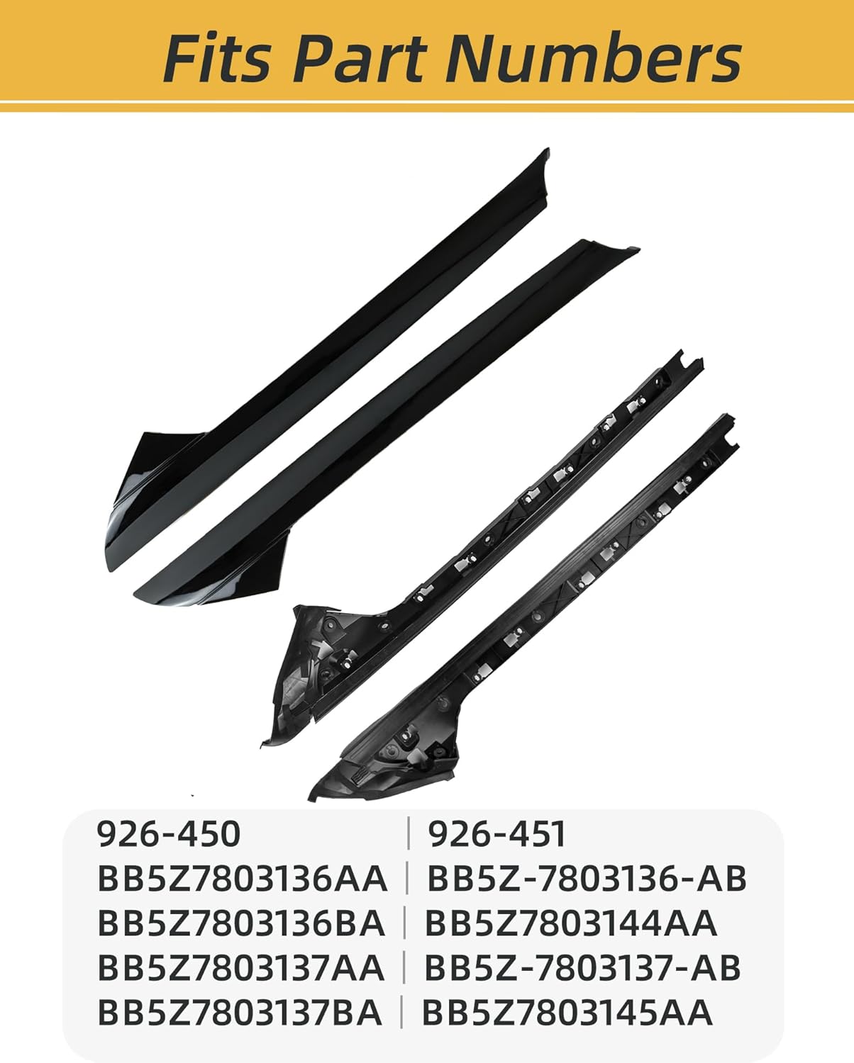 Flecto 2-Pack A-Pillar Molding Trim Outer & Inner Brackets Front Left & Right Pair Compatible with Ford Explorer 2011-2019, Replaces 926-450 926-451