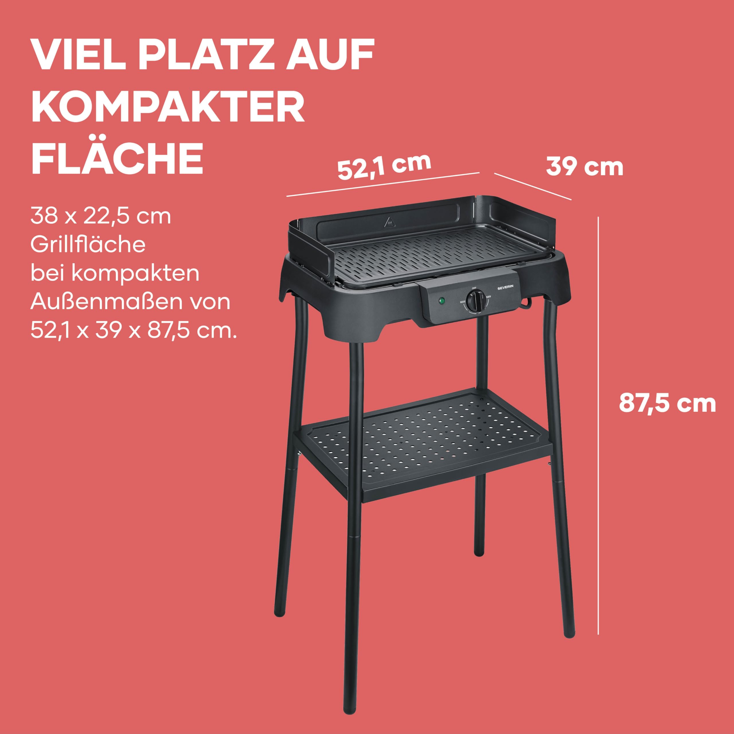 Severin Tischgrill Standgriff 2000W 40-220°C 39x23cm schwarz
