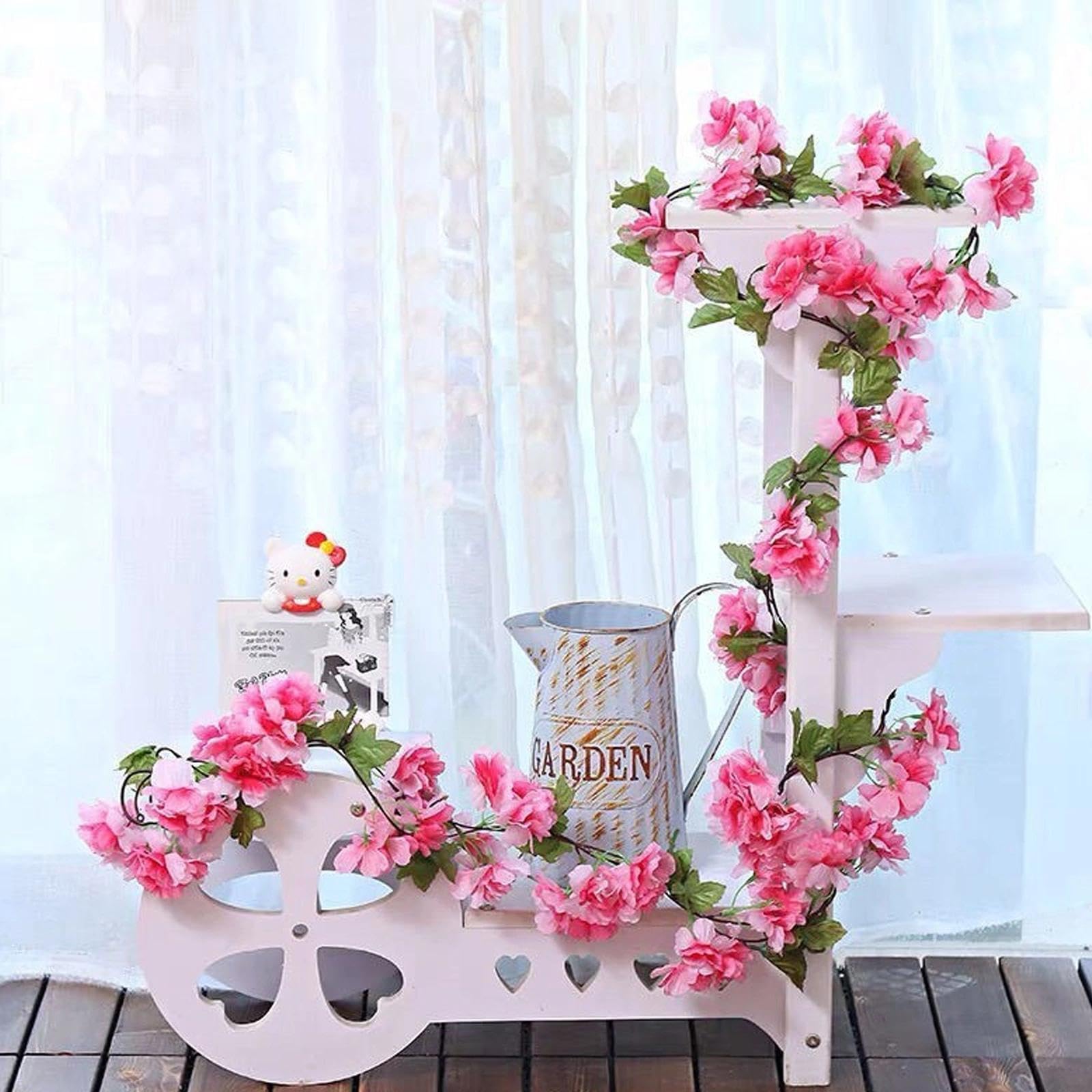OrgMemory Guirlande de pivoines de 1,8 m pour décoration de Mariage, Chemin de Table, cheminée (Guirlande de pivoines Ivoire