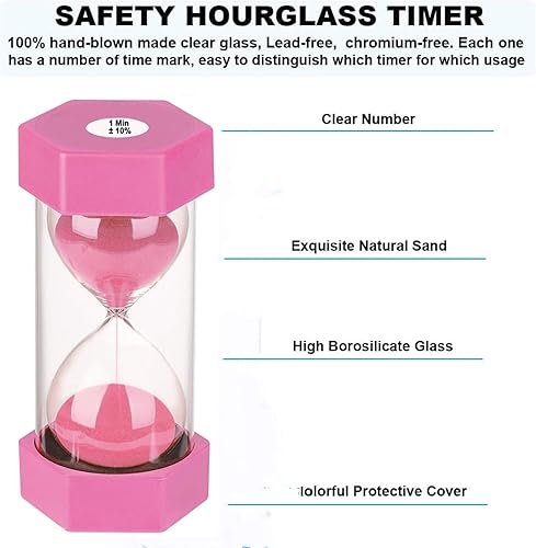 Miniatura 8 de SuLiao Reloj de arena con temporizador de arena de 2 minutos Reloj de arena de plástico colorido, reloj grande de arena roja, reloj de arena de 2
