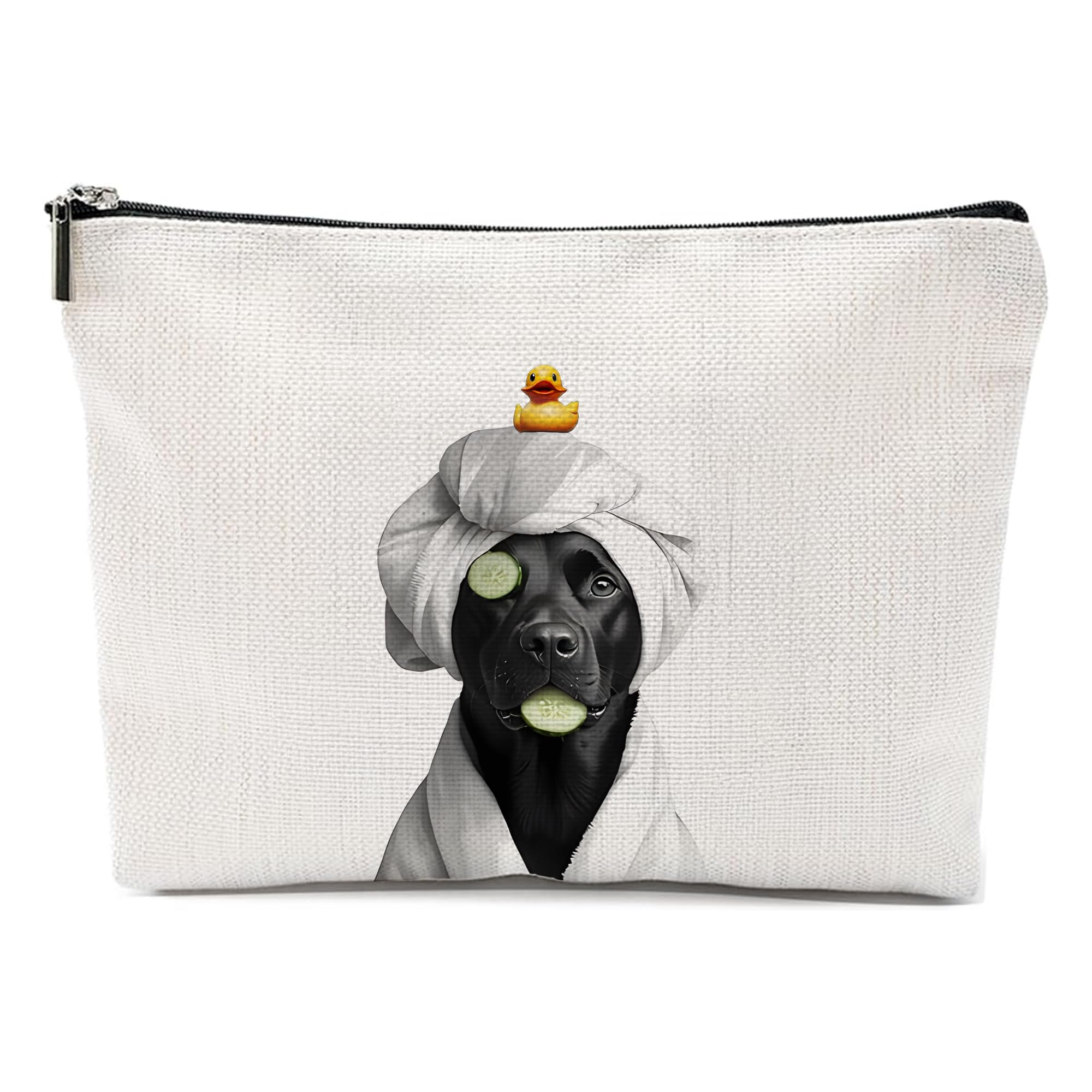 Black Labrador Bathroom Makeup Bag,Gifts for Animal Lovers, Labrador Retriever Dog Lover Gifts Cosmetic Bags for Women, Funny Pet Dog Makeup Zipper Pouch