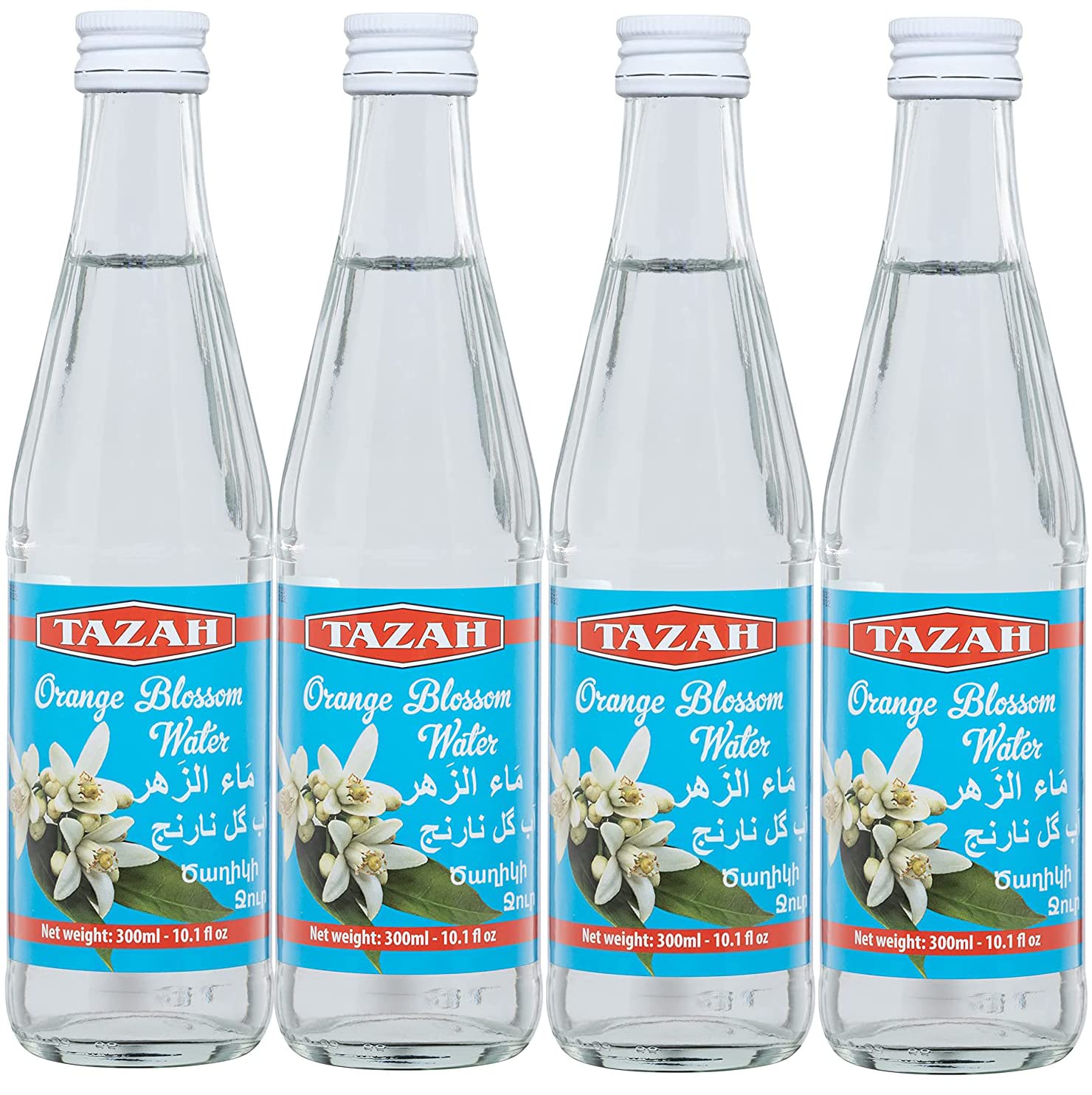 Tazah Orange Blossom Water for Cooking Baking 10 fl oz - Pack of 4
