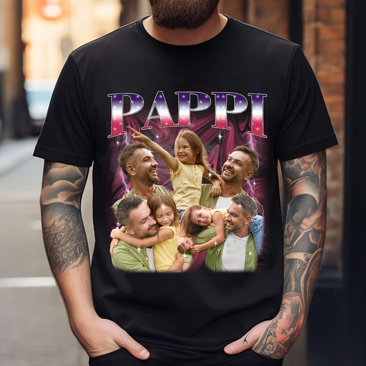 NAZENTI Custom Bootleg Dad Bootleg Rap Tee, Personalized T-Shirts with Picture for Father’s Day, Christmas, Birthday - Image 3
