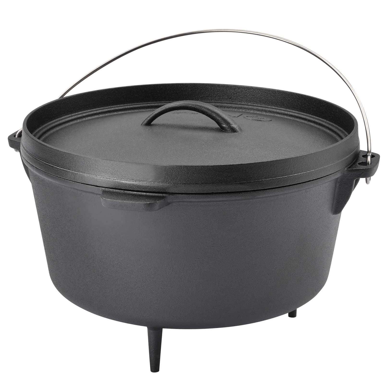 TAINO Dutch Oven 8L aus Gusseisen Ø 30cm Feuertopf Brotbackform Set Deckelheber Ständer Cast Iron Schmortopf mit Füßen Gusstopf ideales Grillzubehör Dopf