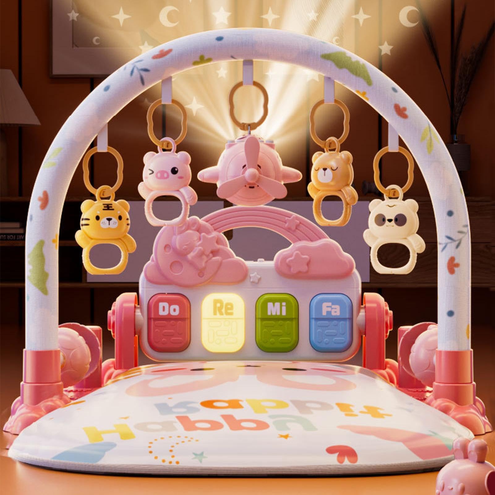 Gimnasio de Juego con Música y Juguetes Educativos Portátiles | Centro de Actividades Musicales Colchoneta de Juego para Bebés Niños Niñas Aula Avión Hogar Sala de Juegos
