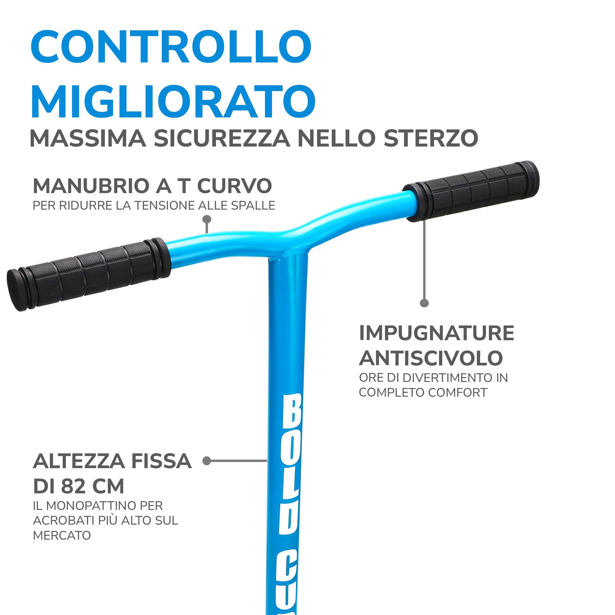 BOLDCUBE Monopattino Freestyle 2 Ruote | Bambini y Adolescenti | ABEC 7 | Aluminio | Altezza 82 cm