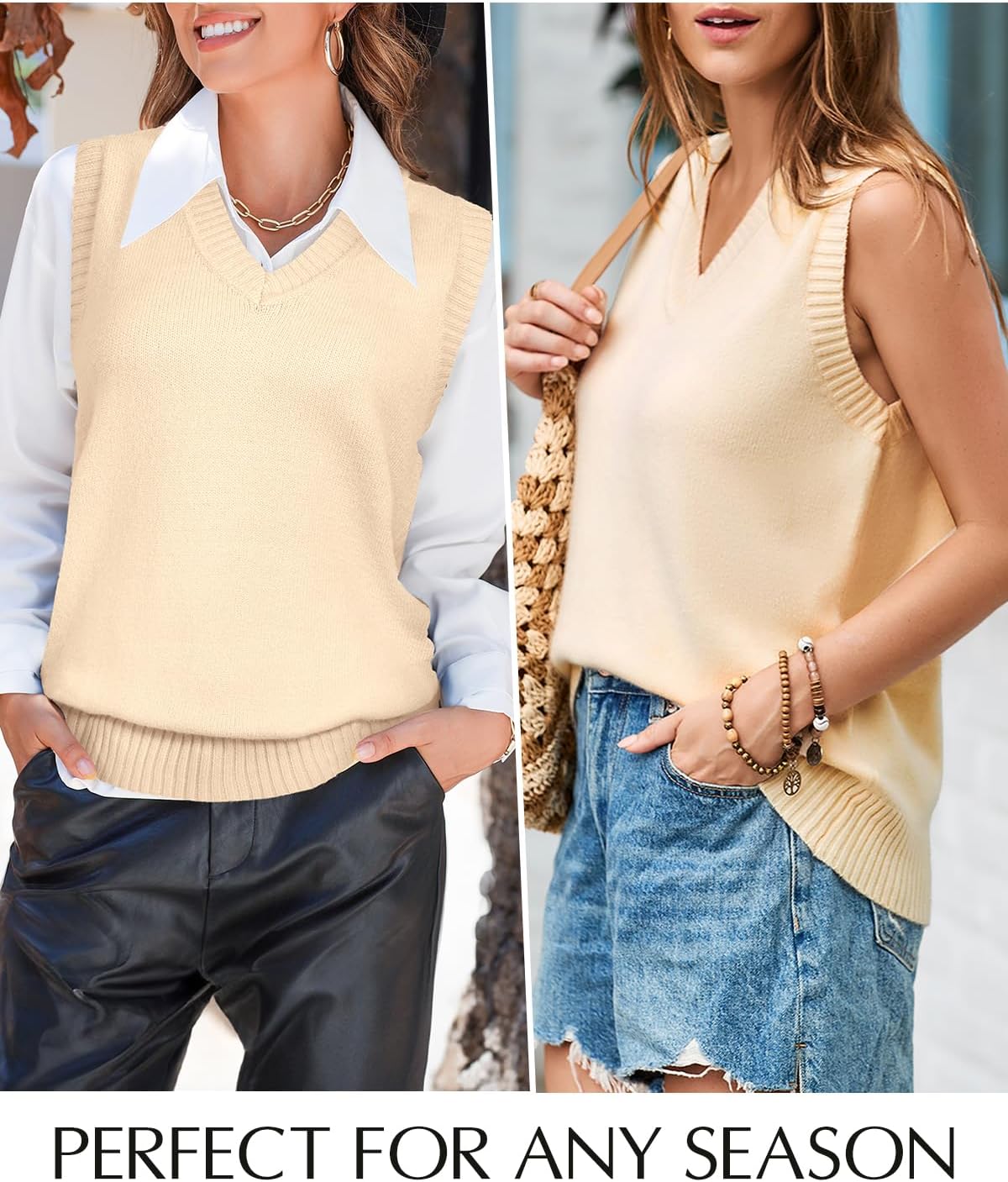 EVALESS Sweater Vest Women V Neck Knit Sleeveless Tunic Tank Tops Casual Pullover Sweater Spring Trendy 2026 Outfits - Image 2