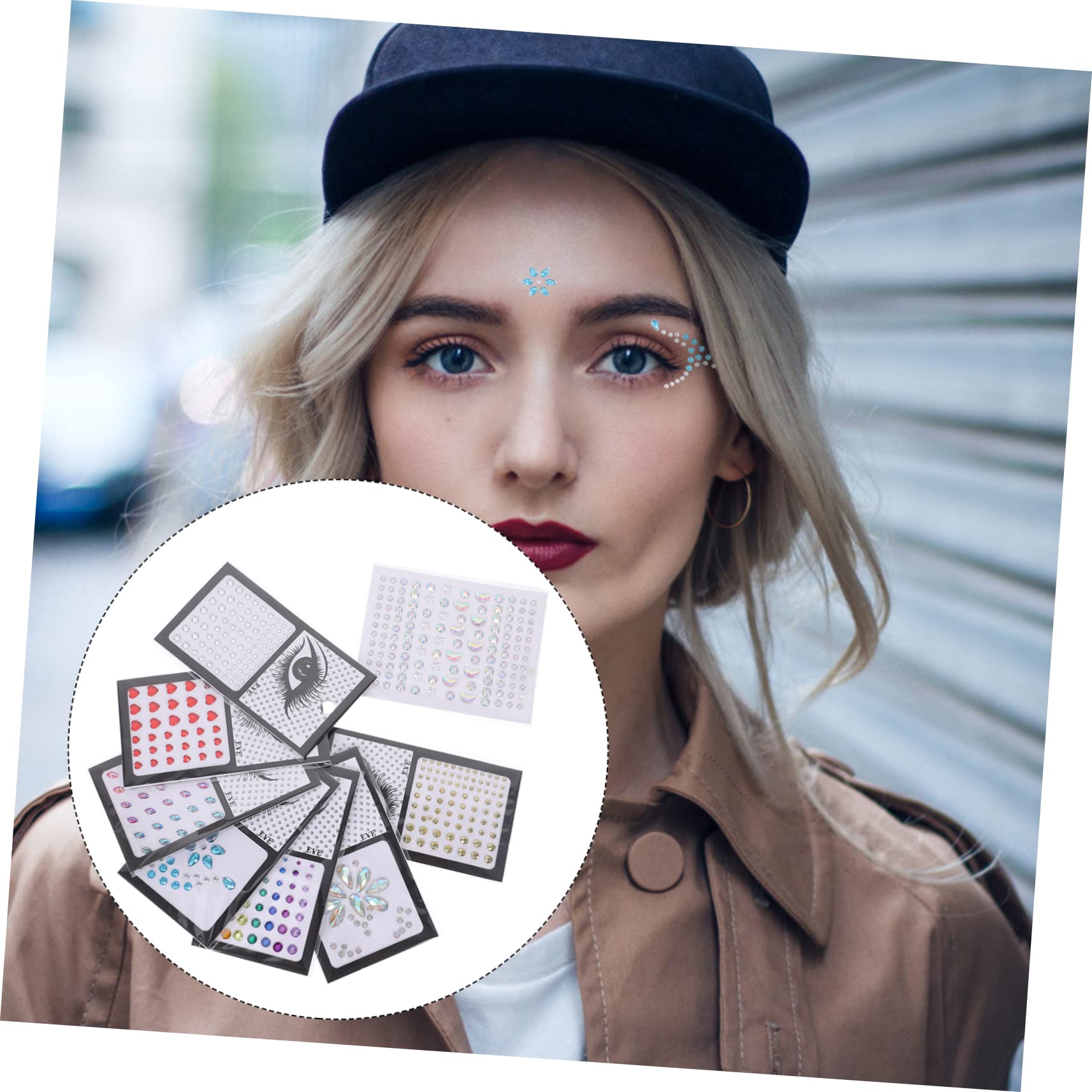 Beavorty 32fogli Gemme Per Viso e Corpo Adesivi Strass Per Makeup Per Festival e Party Facili Da Applicare e Rimuovere Design e Accattivante