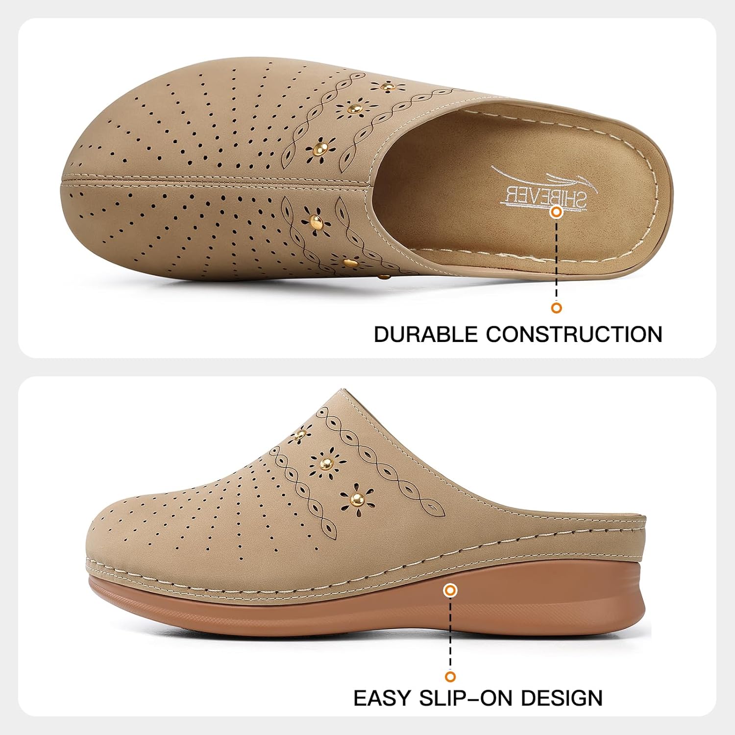 SHIBEVER Clogs for Women Mules Slip-On: Closed Toe Clog - Comfortable Womens Mule - Image 5