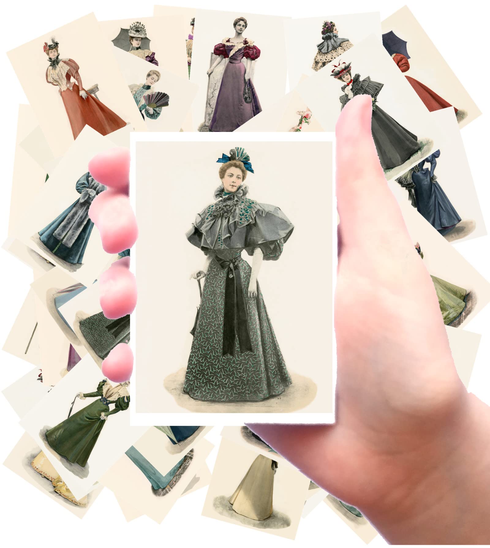 Stickers [24 pcs x 2.5"x3.5" Each] Gorgeous Full Portraits of Well Dressed People from The Victorian Era Old Book Illustrations Vintage FLONZ Ephemera for Craft and Scarpbooking
