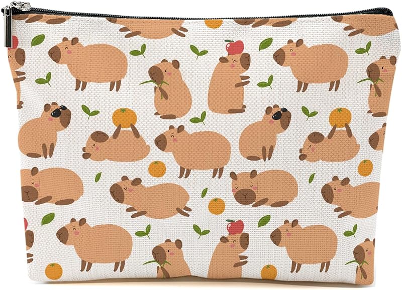 Necessaire de maquiagem CFGBFDGH com estampa de capivara Multicolor 0095, Pacote com 1