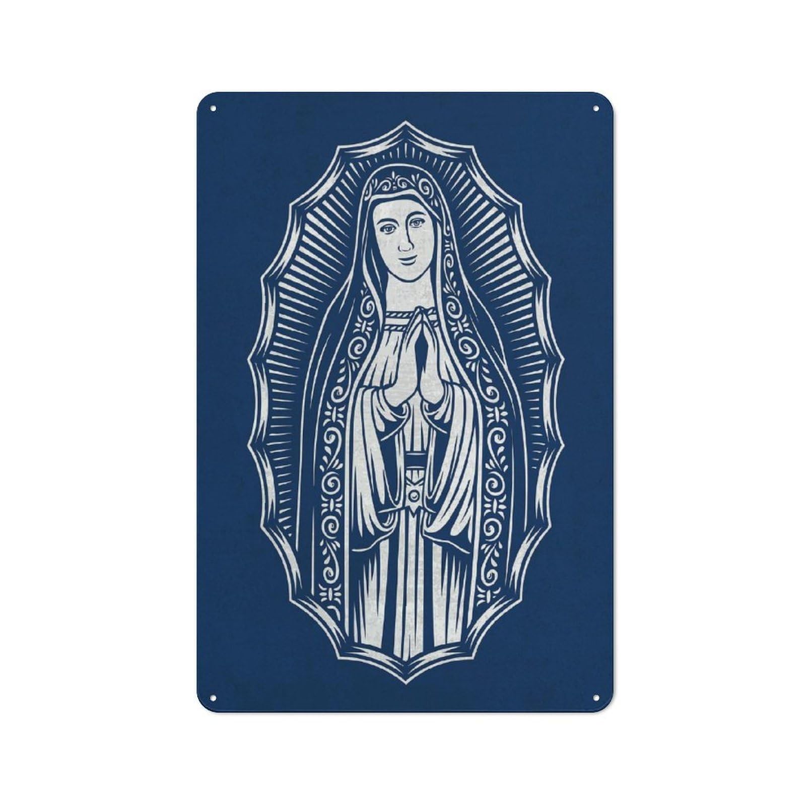 Vintage The Virgin Mary Metal Plaque 30x20cm, Bistro Wall Plaque for Coffee Bar, Kitchen, Bistro Or Tea Corner