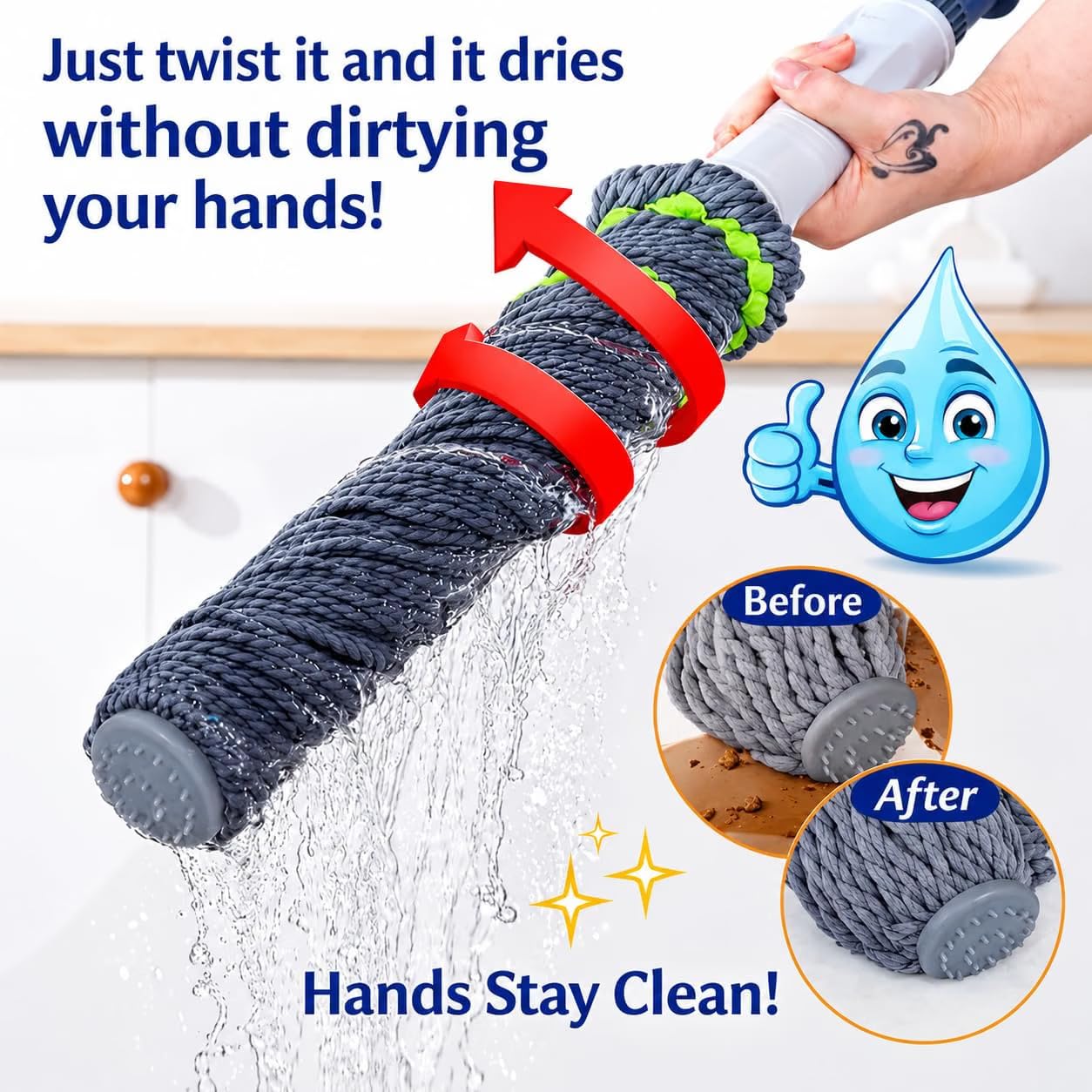 Microfiber Twist Mop - Easy Floor Cleaning -3