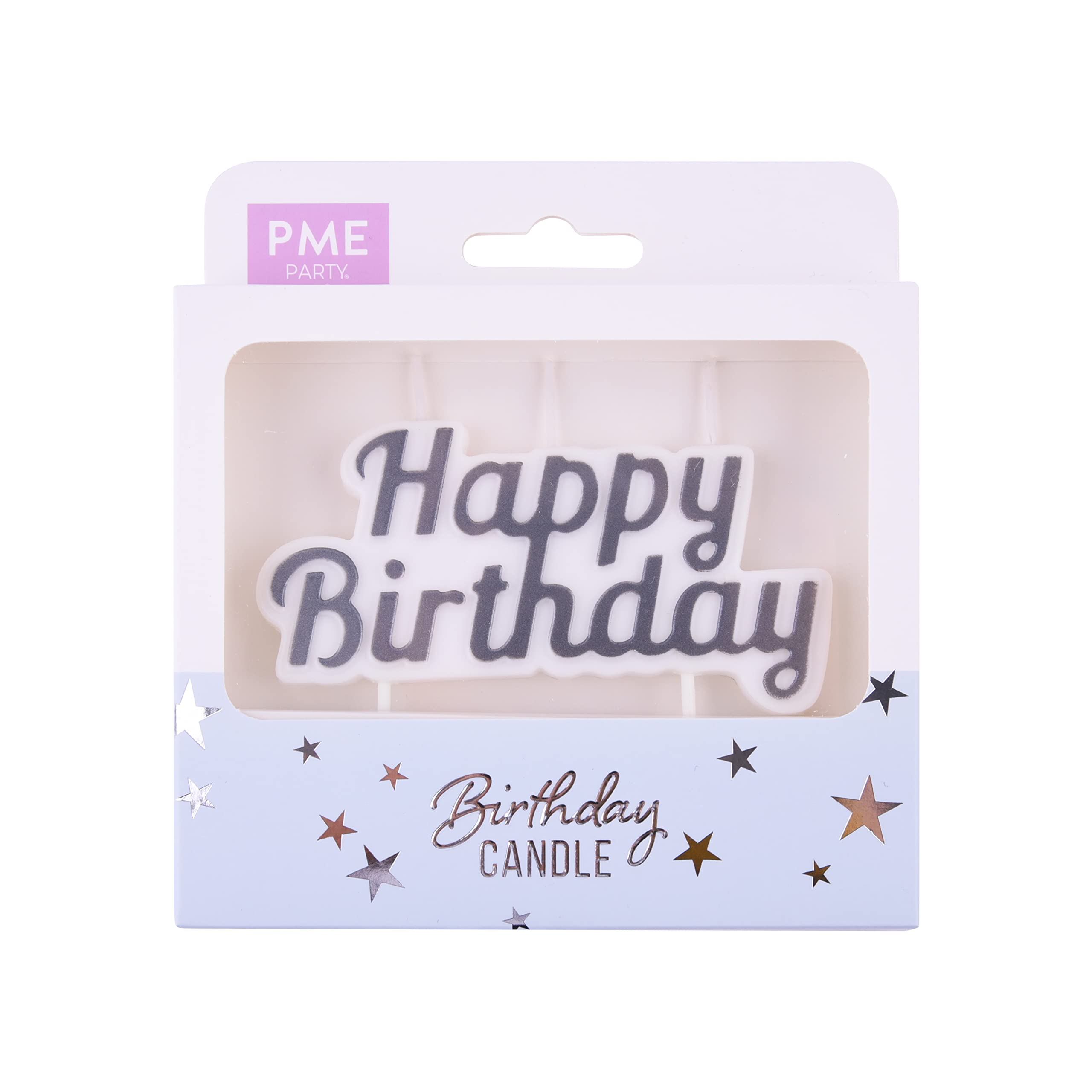 PME Happy Birthday Candle - Silver