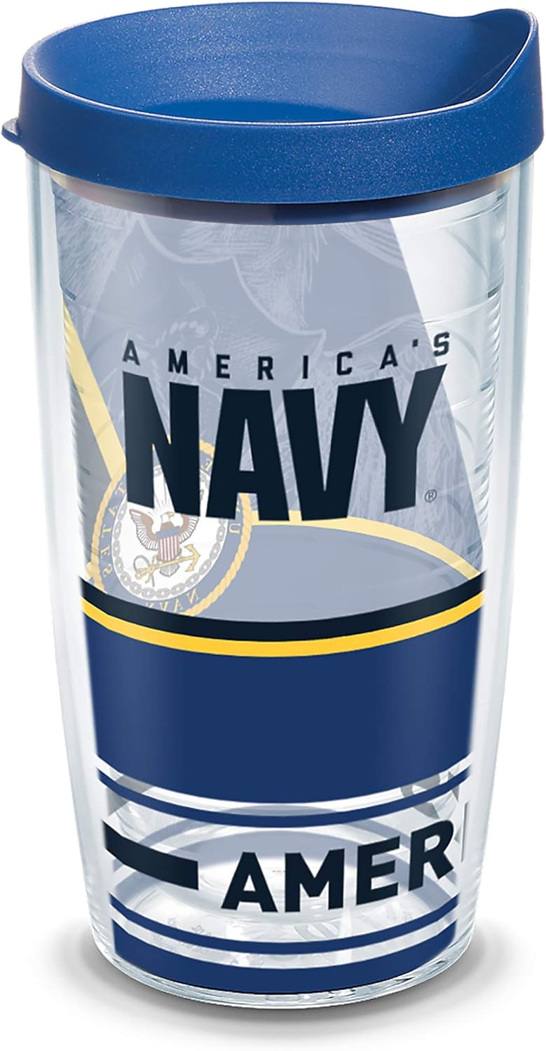 Tervis Navy Forever Proud Made in USA Double Walled Insulated Tumbler Travel Cup Keeps Drinks Cold & Hot, 16oz, Classic
