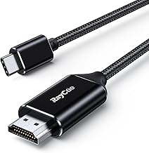 RayCue USB C to HDMI Conversion Cable, 6.6 ft (2 m), 4K @ 30 Hz, Conversion Connector, No Settings Required, Nylon Cord, Thunderbolt 3/4, MacBook Pro, MacBook Air, iPhone 15 Pro, etc. Type C