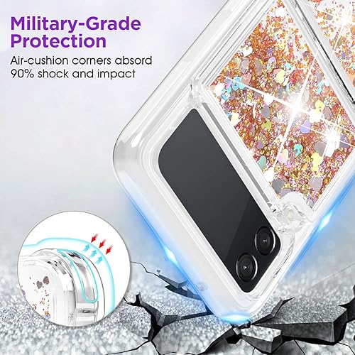 Miniatura 4 de ANSHOW Funda con purpurina para Samsung Z Flip 3, a prueba de golpes, funda de TPU transparente con purpurina líquida para Samsung Z Flip 3 para