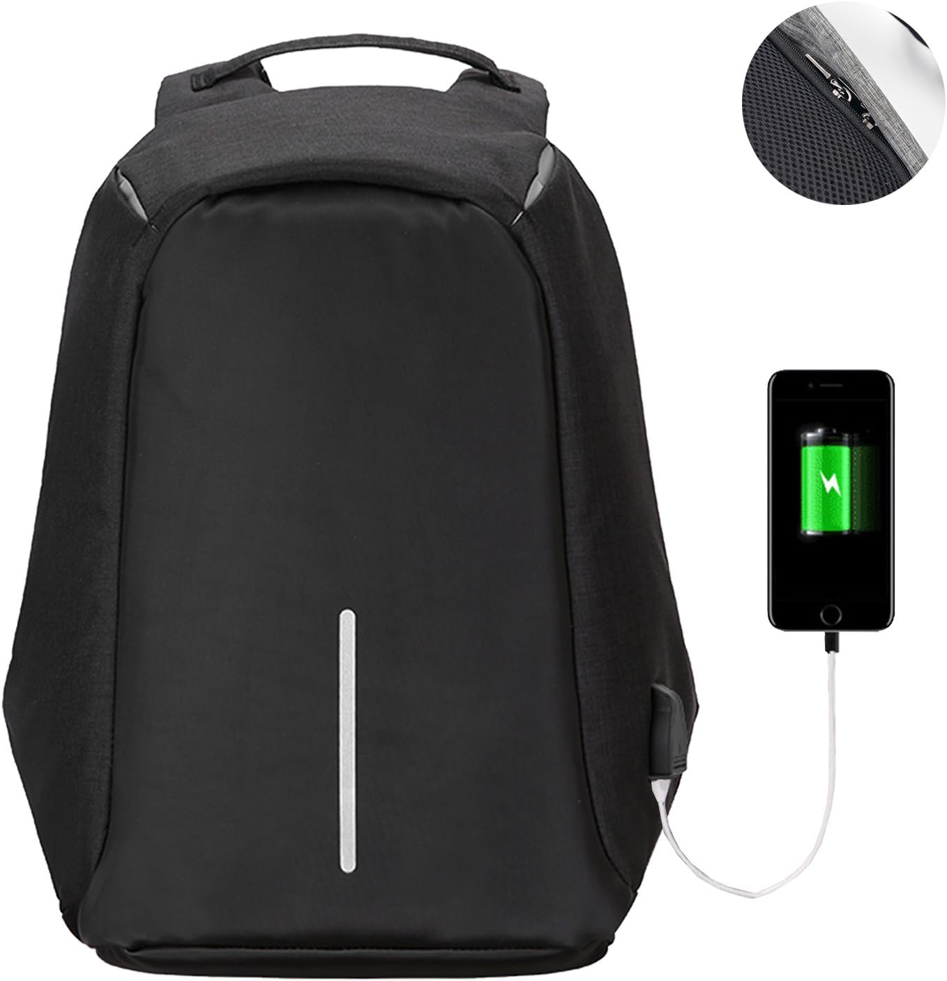 Anti-theft Laptop Backpack – (2017 Humanized Design) Marggle Lightweight and Durable School Backpack with USB Charging Port for Business and Travel Outdoor, Best Gift for College Student, Black