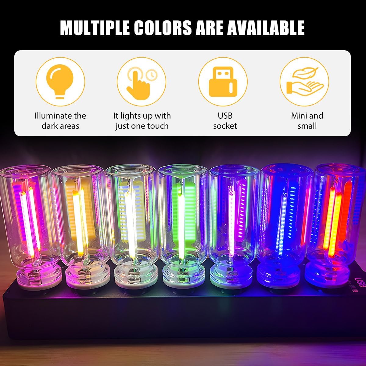 USB LED Car Atmosphere Light, Mini Vehicle Ambient Interface Charging Lighting Bottle, Portable Automotive Night Lamp Decoration Accessories, Universal for SUV, Sedan, Truck (Pink)