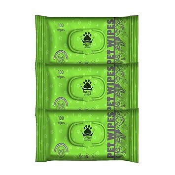 Paws Samrat Neem and Aloe Vera Extract Pet Wipes, Pack of 3 x 100 Wipes