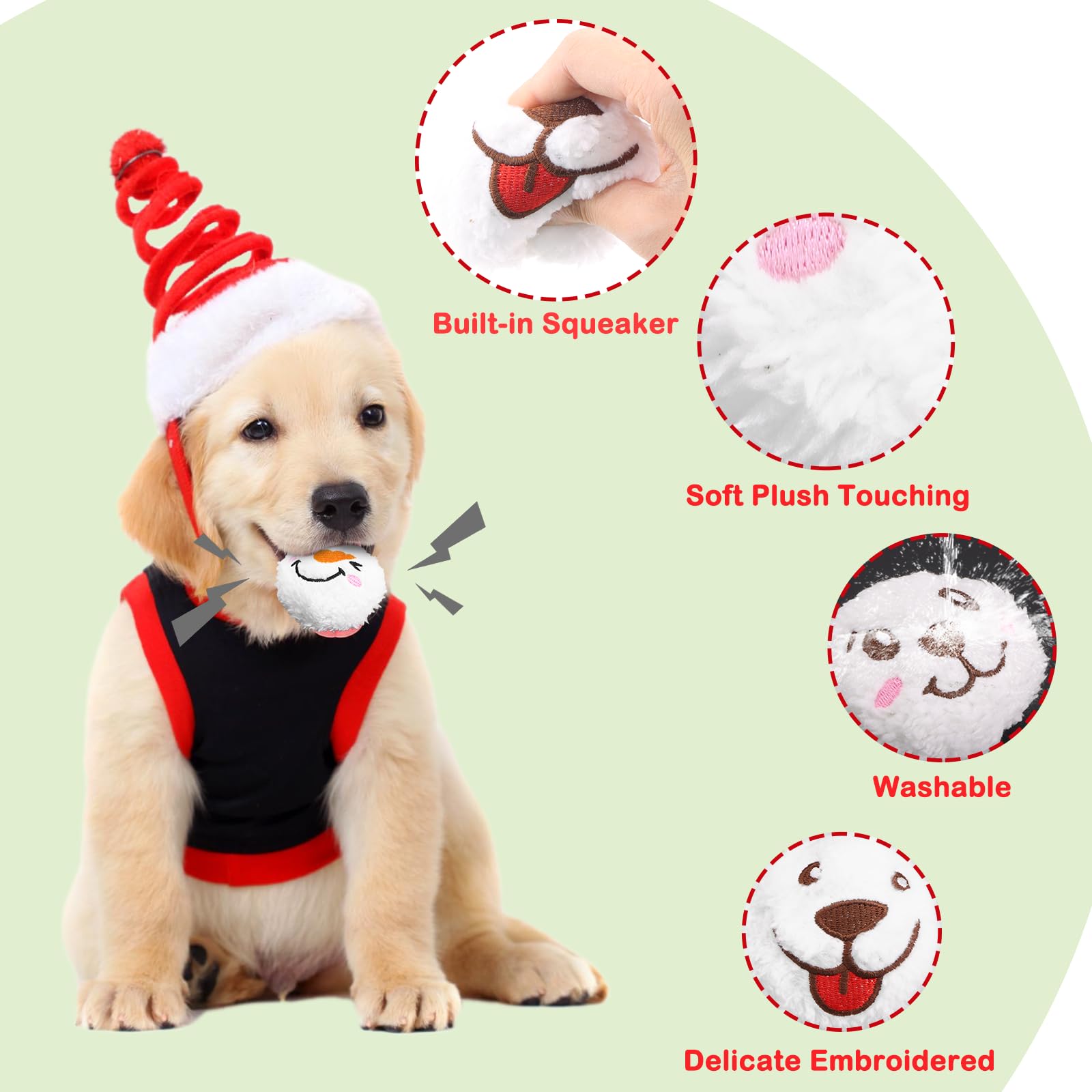 Vehomy Weihnachts-Tennisbälle Für Hunde – 8 Stück, Quietschend, Für Kleine & Mittlere Hunde, Perfekt Als Weihnachtsgeschenk