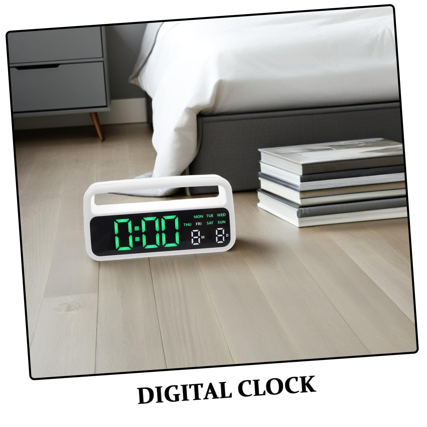 Toyvian Orologio Digitale da Tavolo con Display Grande, Bianco | Plastica, Alimentazione a Batterie Aaa 3x, Luce Ambientale con Doppia Luminosità