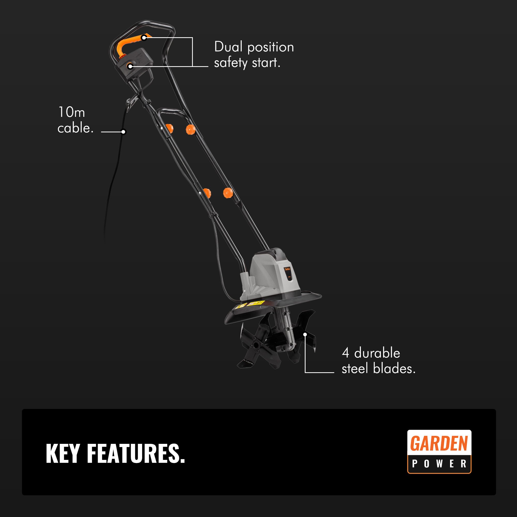 Buy VonHaus Electric Tiller 1050W Garden Soil Cultivator/Rotavator