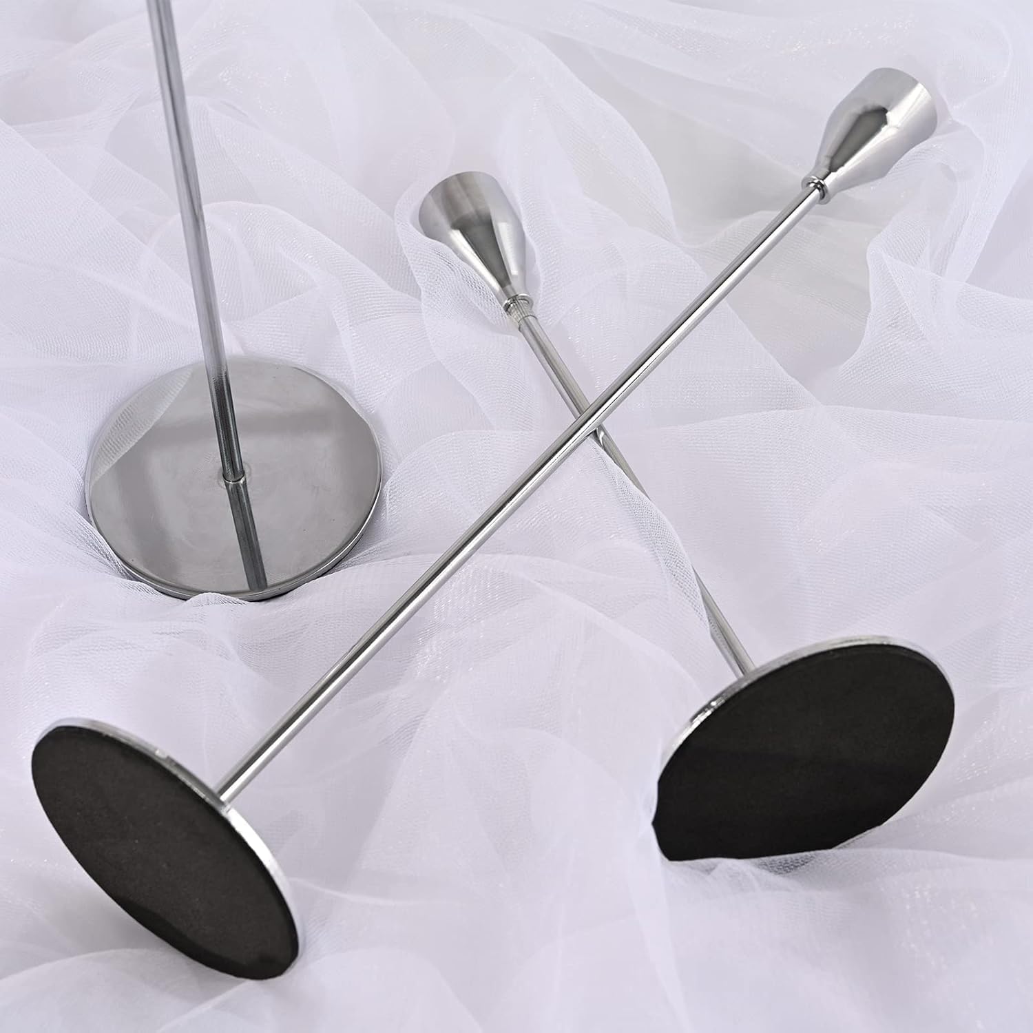 Juego de 12 portavelas de plata, candelabros franceses para velas puntiagudas, candelabros adecuados para velas de 3/4 pulgadas de grosor, candelabros para bodas, fiestas, hogar, cenas a la luz de las