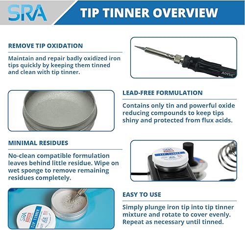 Miniatura 2 de SRA Soldering Products Flujo de pasta de colofonia #135 con un estañador de punta de soldador