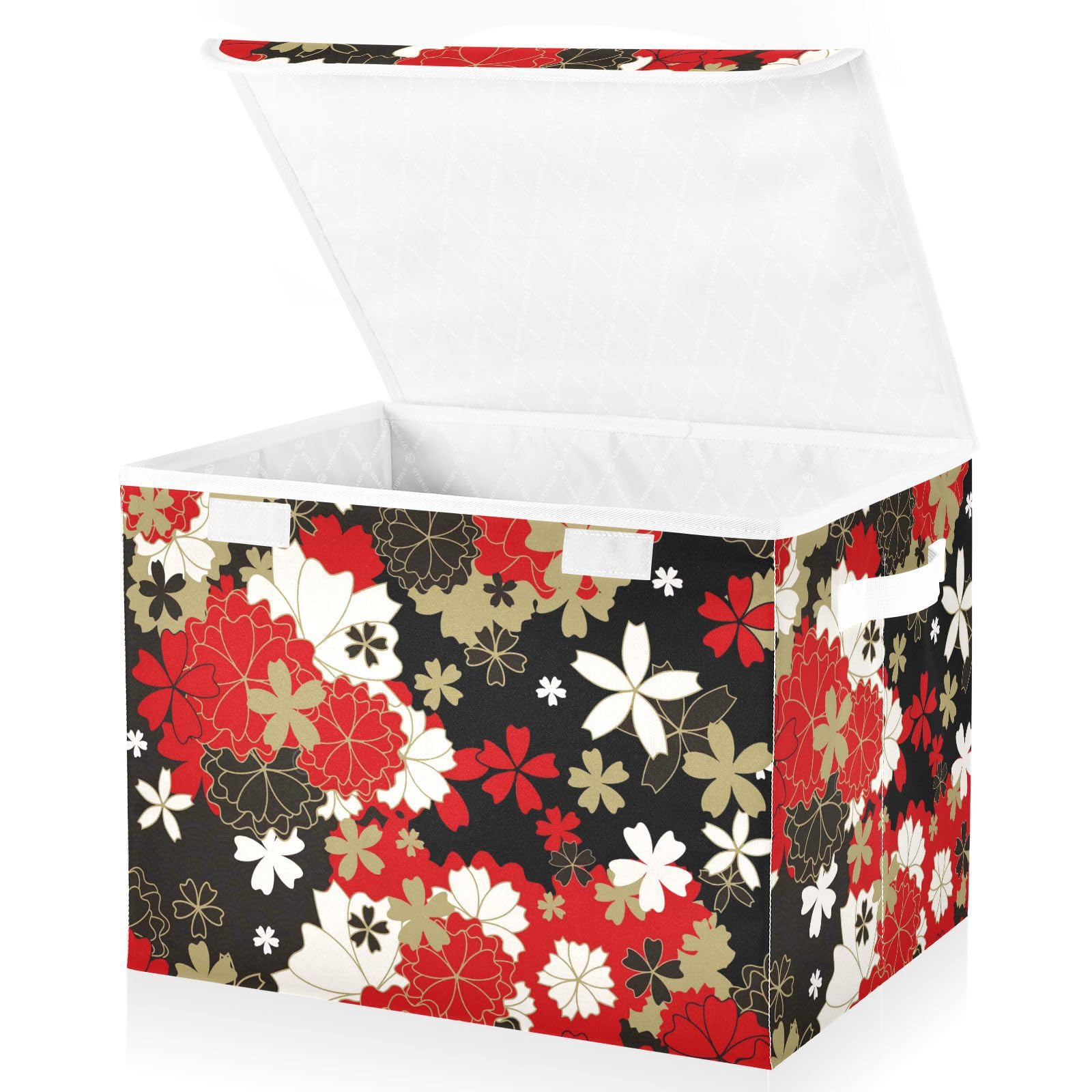 和風　小物収納箱　新品 Amazon｜収納ボックス 折り畳み式 和風 和柄 花 桜 収納ケース