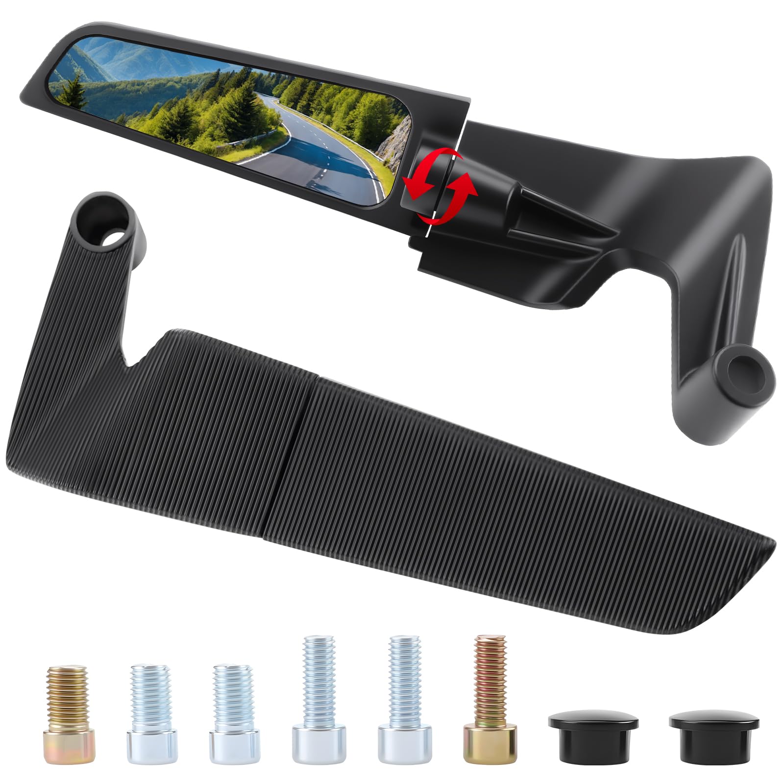 1 Paio Specchietti Moto Universali Specchietto Retrovisore Specchietto retrovisore Esterno di Ricambio a Forma di Ala da 10 mm/8 mm Filettatura, Specchietto Laterale i per Moto, Regolabile