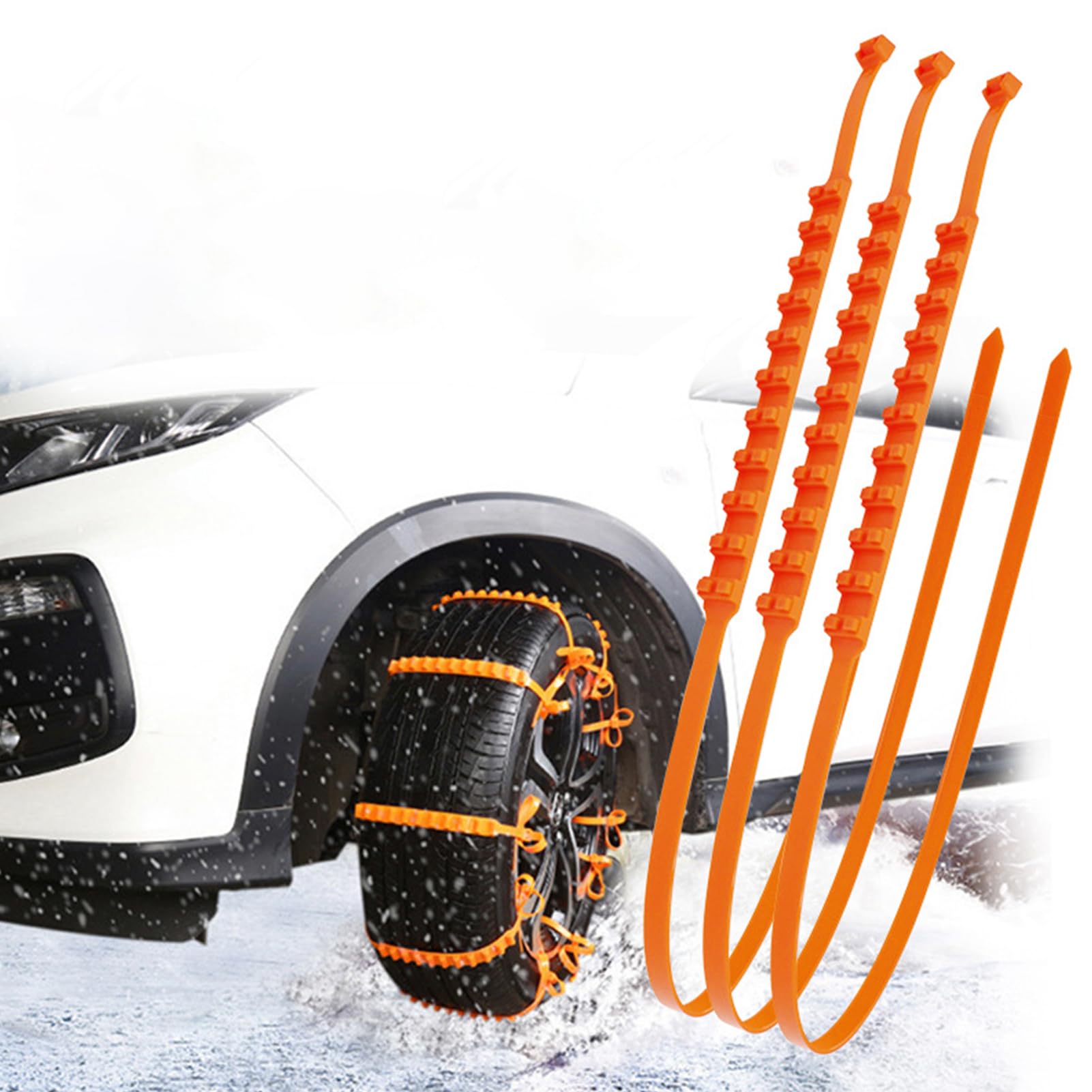 24 PCS Schneeketten,Schneekette Auto,Reifen Schneekette Ultraleistungsfähig,Universal Winter Reifenketten,mit Handschuhe & Schneeschaufel,Auto Schneeketten 145-295mm,für Winterreifen für Suv,Lkw