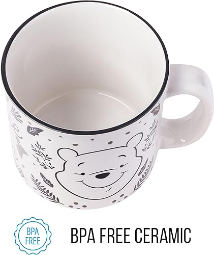 Miniatura 6 de Silver Buffalo Disney Winnie the Pooh - Taza de cerámica con diseño de hojas de otoño, 20 onzas Azul/Blanco,Taza de cerámica para caravana